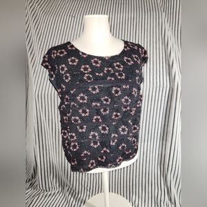 Free People Floral Ruffle Tiered Crop Top